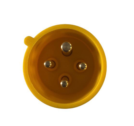 Male Ceeform Plug - 16A, 110V, 3P+E, IP44, Black & Yellow Trailing